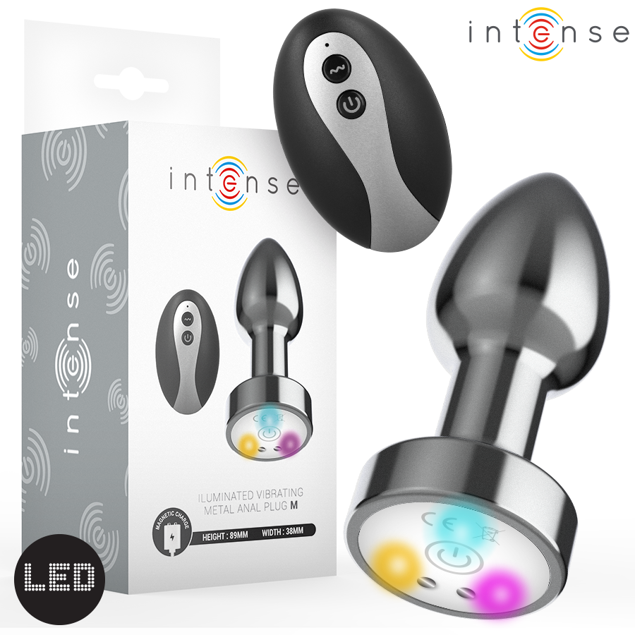 Intense - Vibrierender Analplug Aus Metall Mit Led-Leuchten Und Fernbedienung - Größe M