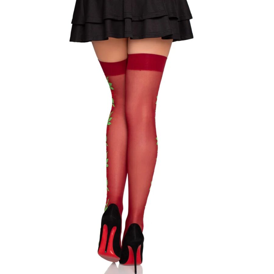 Leg Avenue - 1957 Strumpfhosen Mit Roten Blumen - Einheitsgrösse