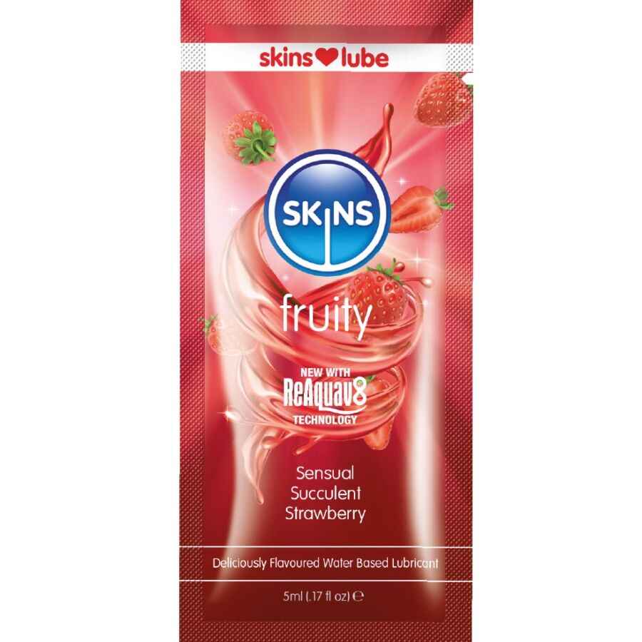 SKINS – FRUCHTIGES, WASSERBASIERTES GLEITMITTEL ERDBEERE, EINZELDOSIERUNG 5 ML
