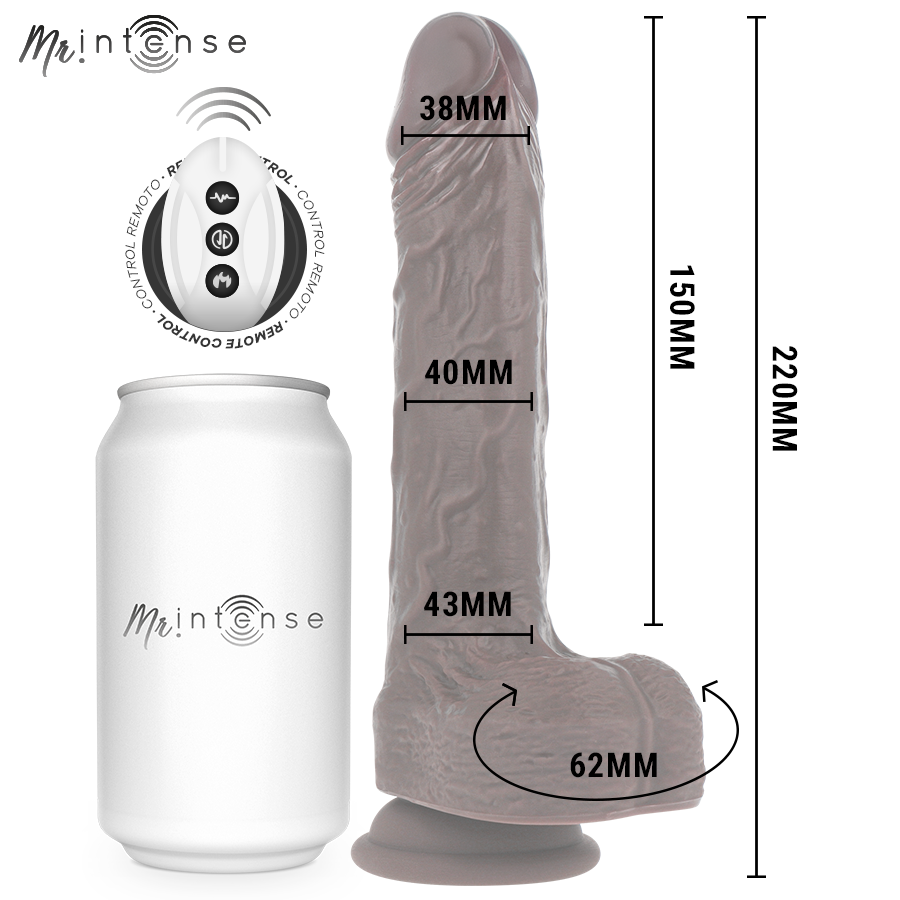 Mr Intense Matt Realistisches Multifunktions-Motor Mit Vibration, Auf- Und Ab-Fernbedienung, 22 Cm -O -4 Cm