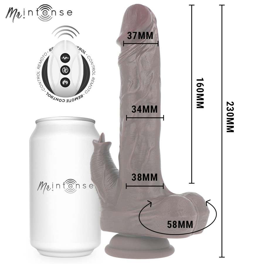Mr Intense Realistischer Multifunktions-Morgan Mit Vibration Und Auf- Und Ab-Fernbedienung 23 cm -O-3,5 cm