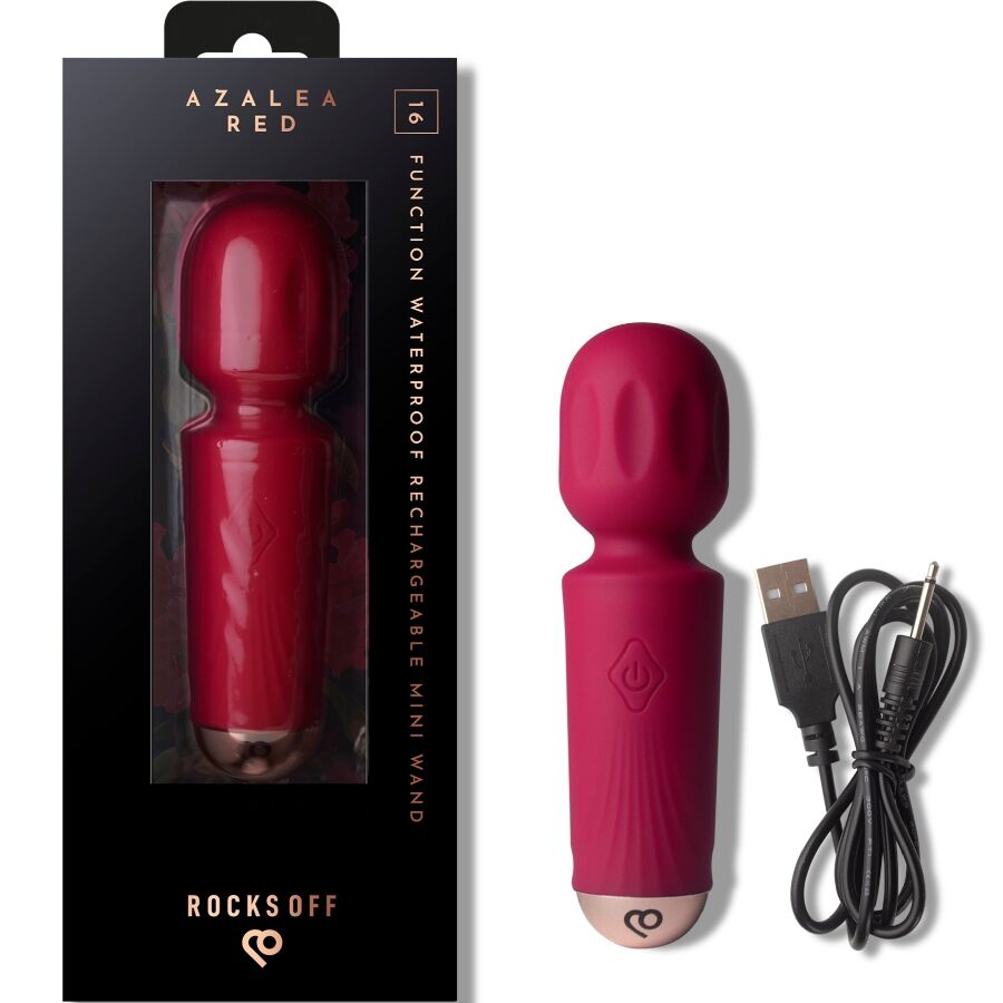 Rocks-Off Wiederaufladbarer Mini-Zauberstab Mit 16 Funktionen, Azaleenrot