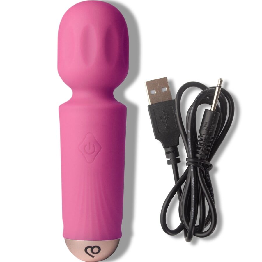 Rocks-Off - Wiederaufladbarer Mini-Zauberstab Mit 16 Funktionen, Pfingstrosenrosa