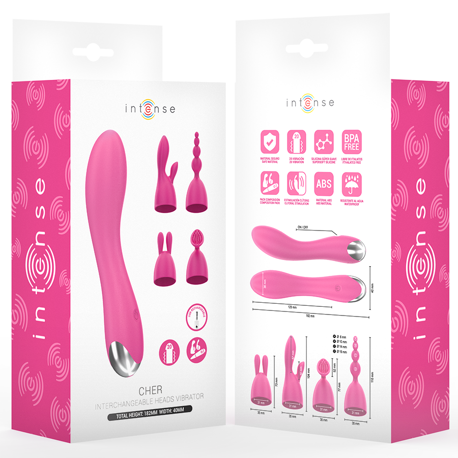 Intense - Cher Vibrator Mit 20 Muster Und Austauschbaren Aufsãtzen
