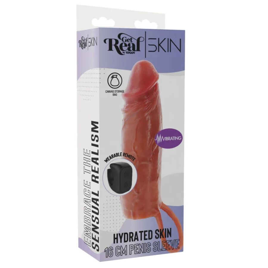 Get Real Feuchtigkeitsspendende Silikon-Vibrations-Penishülle In Karamell, 16 cm