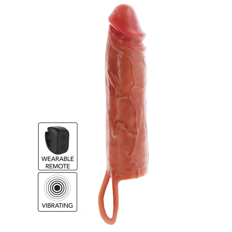 Get Real Feuchtigkeitsspendende Silikon-Vibrations-Penishülle In Karamell, 20 cm