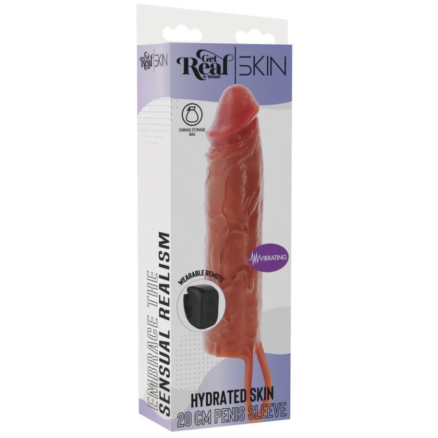 Get Real Feuchtigkeitsspendende Silikon-Vibrations-Penishülle In Karamell, 20 cm