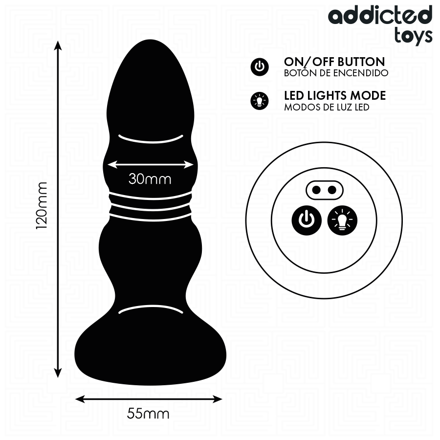 Addicted Toys - Rotierender Vibrierender Analplug Mit Led-Licht Und Fernbedienung