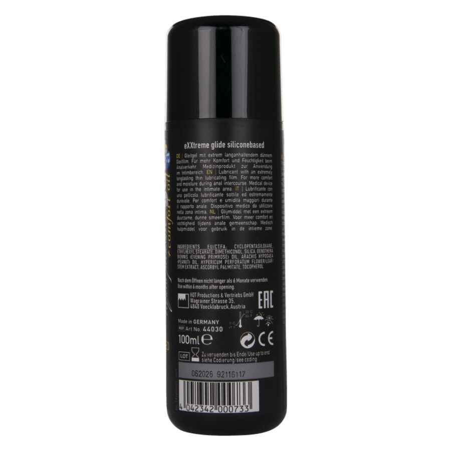 HOT – EXTRA GLEITENDES SILIKONBASIERTES GLEITMITTEL + KOMFORTÖL A+ 100 ML