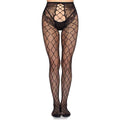 LEG AVENUE - 1966 NETZSTRUMPFHOSE MIT OFFENEM SCHRITT, SCHWARZ - EINHEITSGRÖSSE