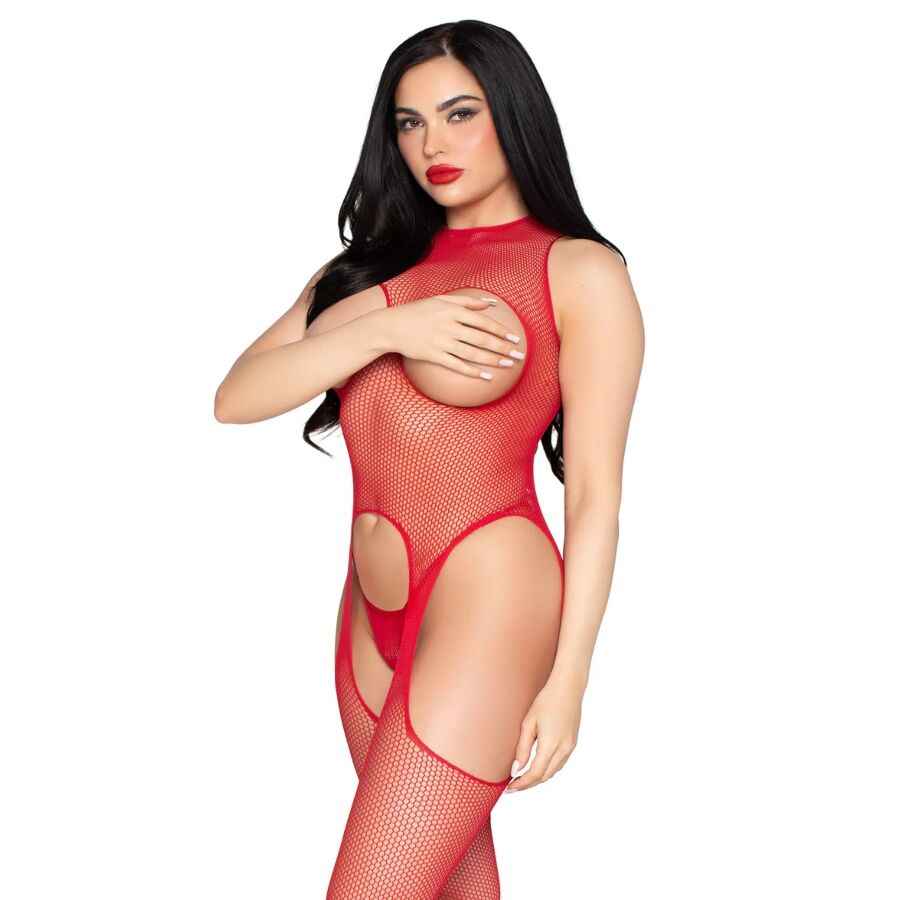 LEG AVENUE - 89374 CUPLESS BODYSTOCKING UND PANTY RED - EINHEITSGRÖSSE