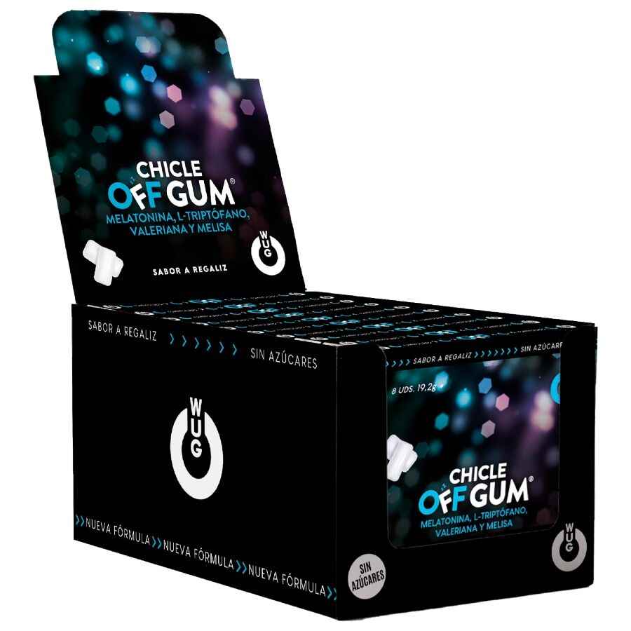 WUG GUM - OFF MIT BALLERINAN, TRYPTOPHAN, ZITRONENMELISSE UND MELATONIN | 12 x 8 EINHEITEN