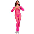 CHILIROSE - CR 4894 NEON PINK MESH BODYSTOCKING S/M