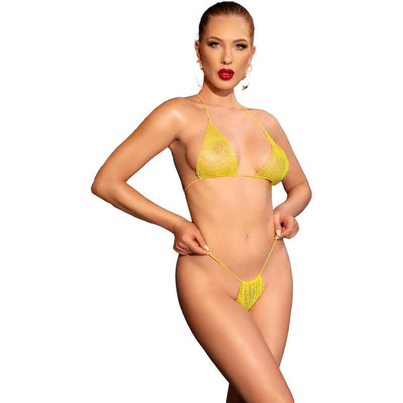 CHILIROSE - CR 4898 GELBER STRASS-BIKINI, EINE GRÖSSE
