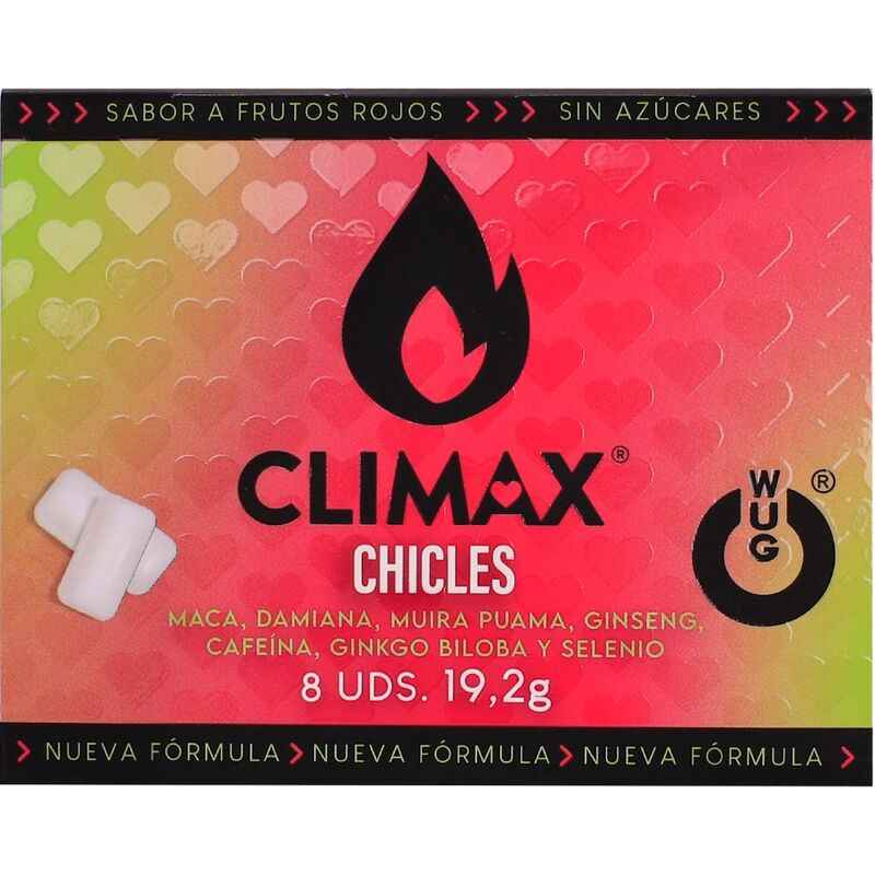 WUG Climax funktioneller Kaugummi mit Maca, Damiana und Ginseng 8 Stück
