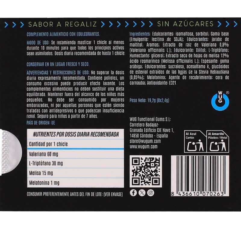 WUG off – Der funktionelle Kaugummi für mehr Entspannung und besseren Schlaf. Blisterpackung mit 8 Packungen