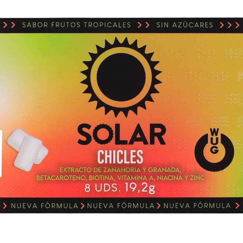 WUG Solar – Der Kaugummi, der Ihre Haut auf die Sonne vorbereitet. Blisterpackung mit 8 Stück