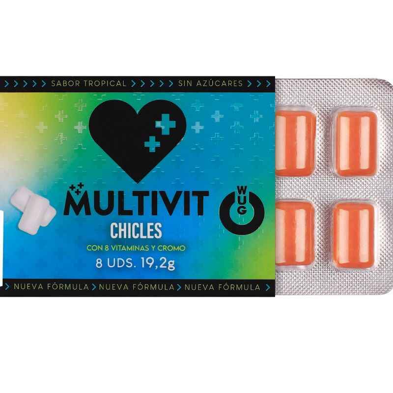 WUG Multivit – Der funktionelle Kaugummi, der Ihre Abwehrkräfte täglich stärkt. Blisterpackung mit 8 Stück