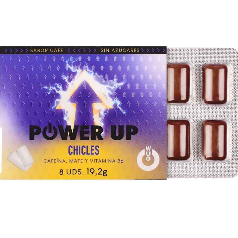 WUG Power Up – Energiekaugummi für Konzentration und Ausdauer, Blisterpackung mit 8 Stück