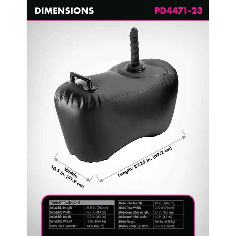 FETISH FANTASY SERIES - AUFBLASBARER LIEBESSITZ BODY DOCK MIT DILDO 69,2 CM SCHWARZ
