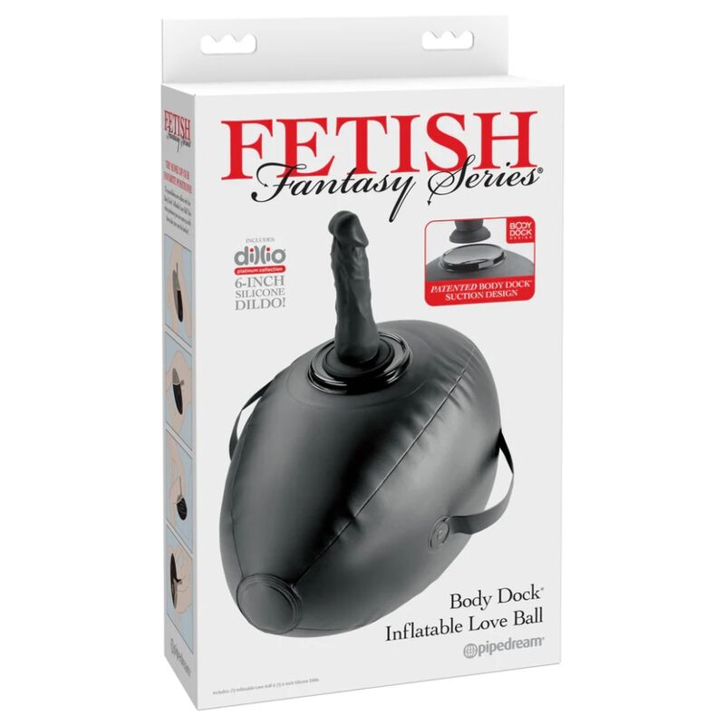 Fetish Fantasy Series - Inflatable Love Ball with Dildo, Black, 41.9 cm