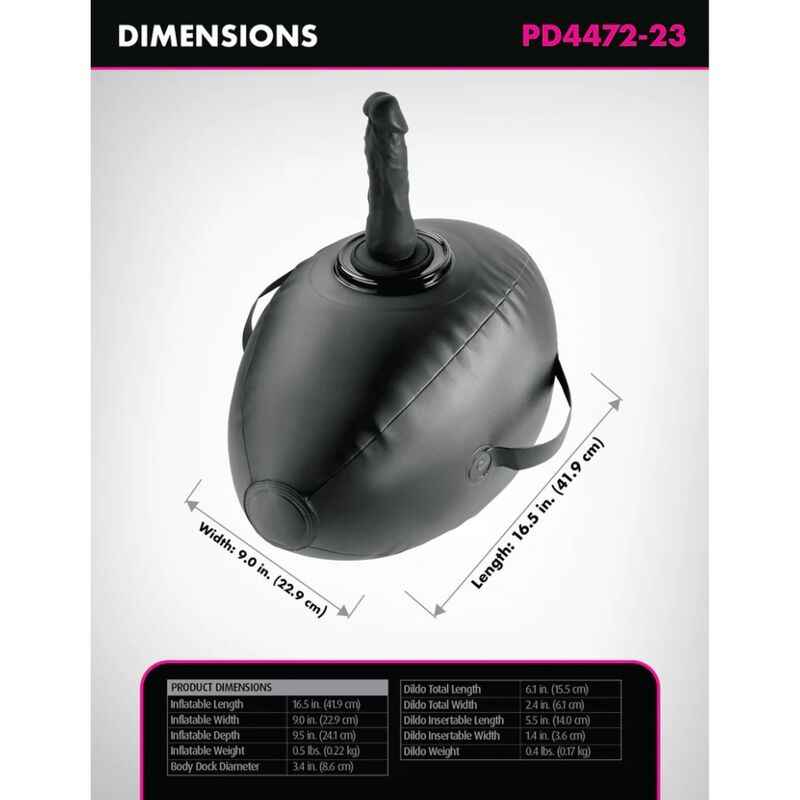 FETISH FANTASY SERIES - AUFBLASBARER LIEBESBALL MIT DILDO, SCHWARZ, 41,9 CM