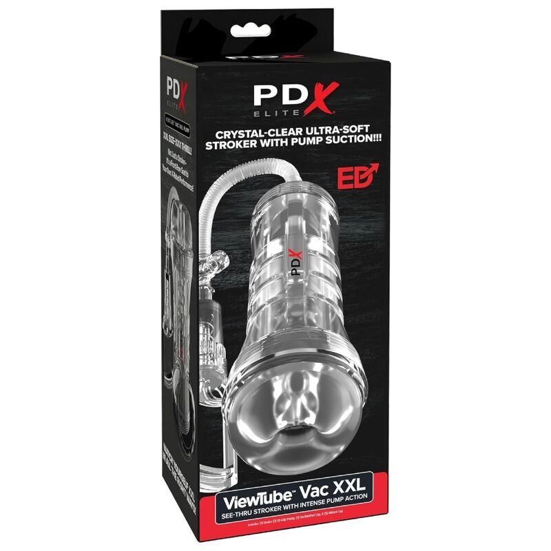 PDX ELITE - VIEWTUBE VAC XXL TRANSPARENTER STROKER MIT SAUGPUMPE 27,3 CM
