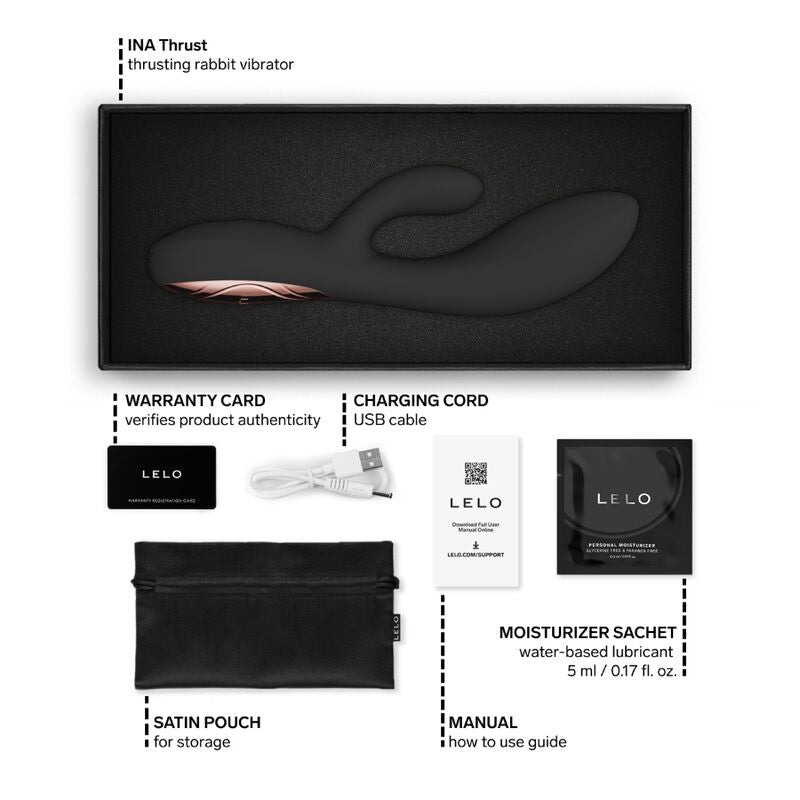 Lelo - Ina Thrust Rabbit Stoßvibrator Schwarz