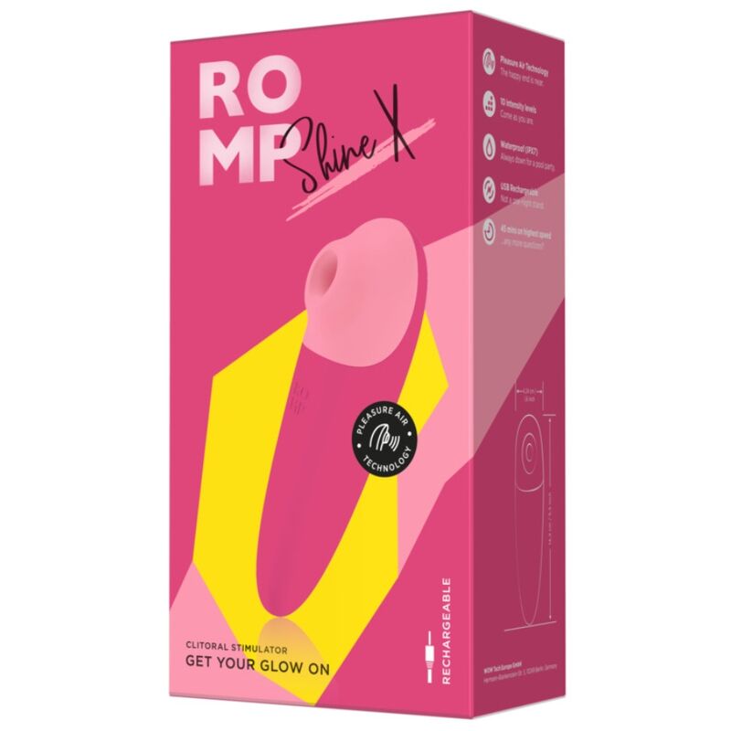 Romp - Shine X Clitoral Suction Vibrator, 10 Settings, Pink
