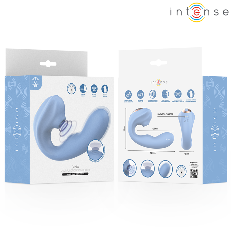 Intense - Gina Multifunctional Clitoral Simulator Blue