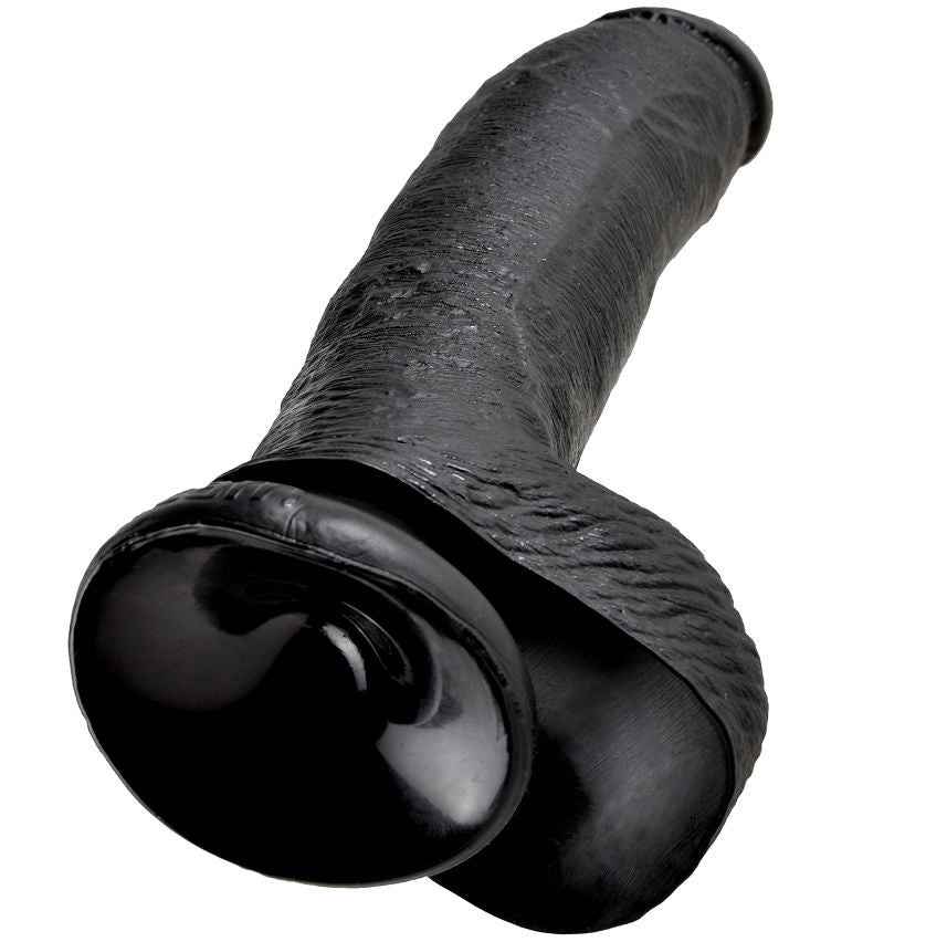 KING COCK - DILDO SCHWARZ MIT EIER 22.9 CM
