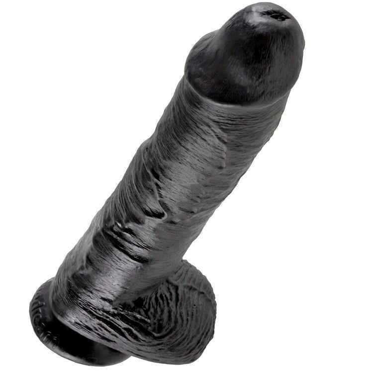 KING COCK - DILDO SCHWARZ MIT EIER 25.4 CM
