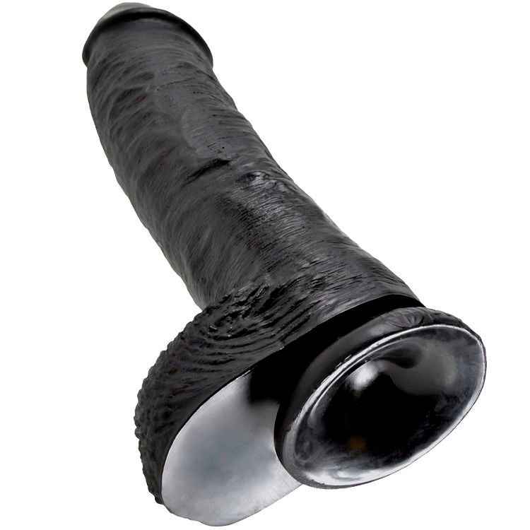 KING COCK - DILDO SCHWARZ MIT EIER 25.4 CM