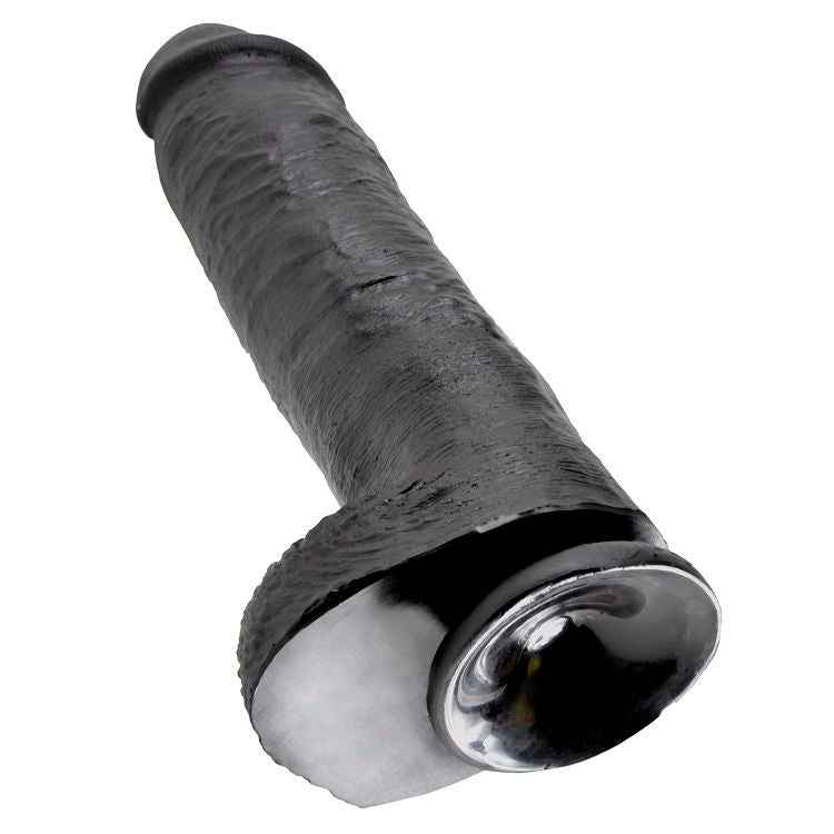 KING COCK - DILDO SCHWARZ MIT EIER 28 CM