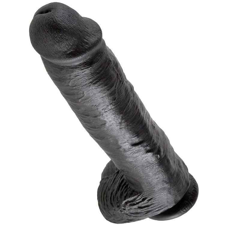 KING COCK - DILDO SCHWARZ MIT EIER 28 CM