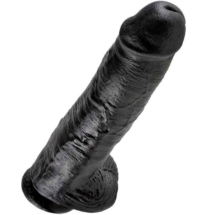 KING COCK - DILDO SCHWARZ MIT EIER 28 CM