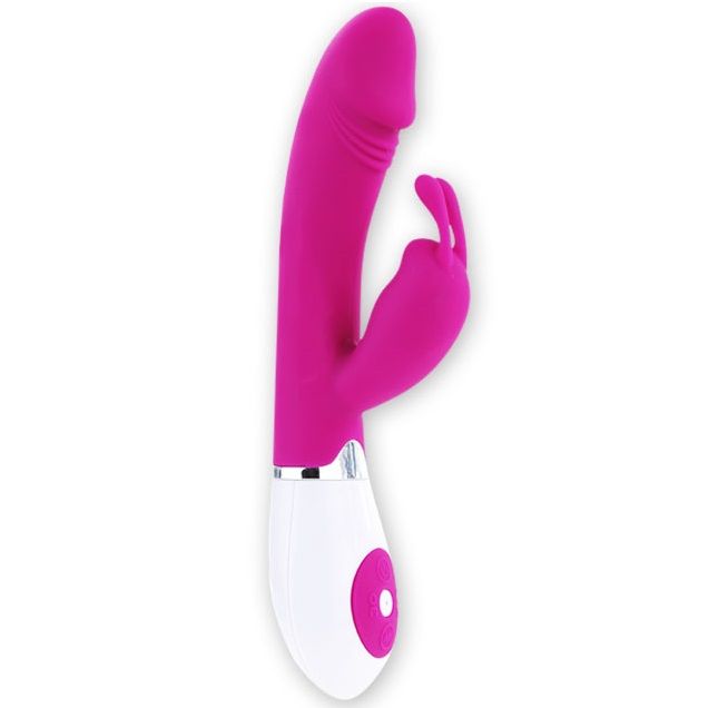 Vibrator mit Kaninchen-Design von PRETTY LOVE FLIRTATION, detailreiche Silikon-Oberfläche, abgebildet auf weißem Hintergrund