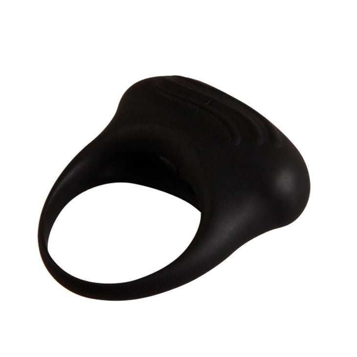 Schwarzer Vibratorring von PRETTY LOVE MALE, aus Silikon, mit flexibler Form und ergonomischem Design für intensiven Gebrauch
