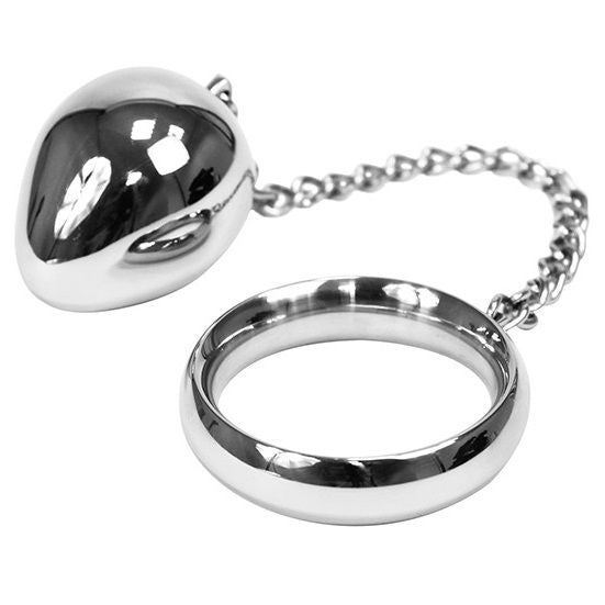 METAL HARD - Cockring 40mm + Kette mit Metallkugel