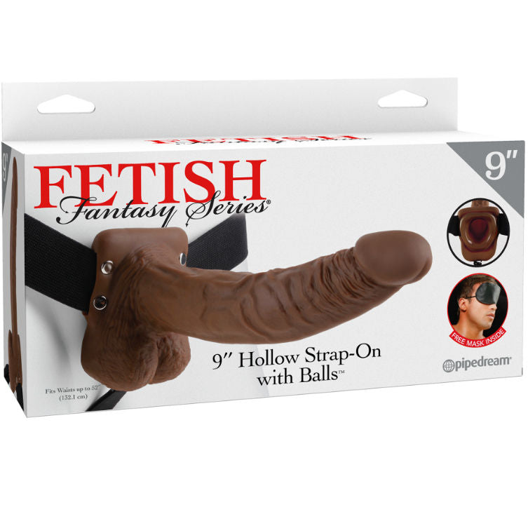 FETISH FANTASY SERIES - 9 HOHL STRAP-ON MIT BLLEN 22,9 CM BRAUN - Muwana