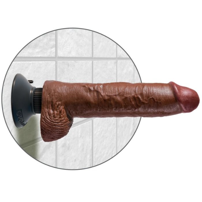 King Cock - Vibratordildo Mit Hoden 25.5 Cm Braune Farbe