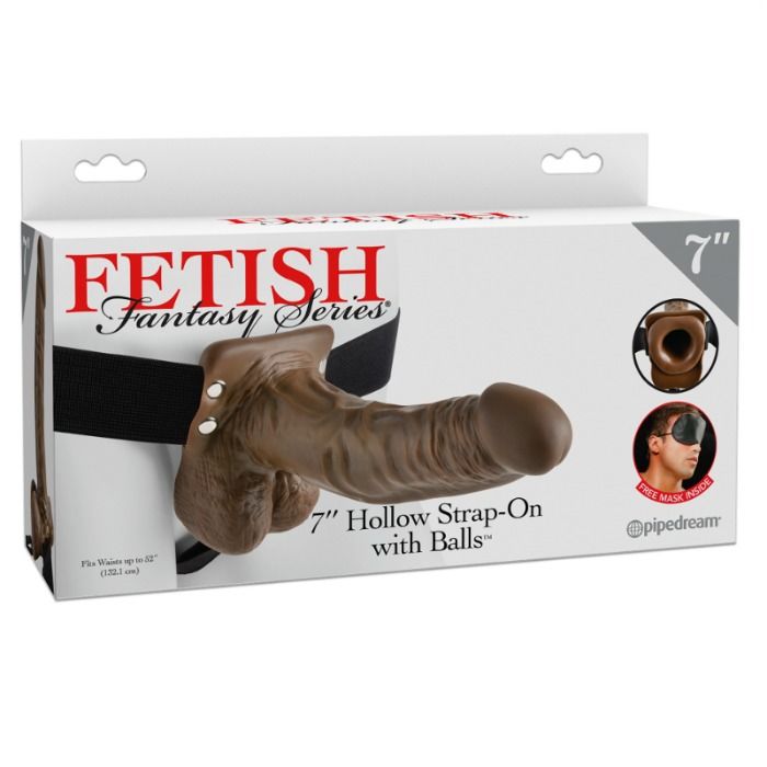 FETISH FANTASY SERIES - 7 HOLLOW STRAP-ON WITH BALLS