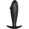 Schwarzer Silikon-Analplug in Penisform von PRETTY LOVE BOTTOM, realistische Textur und ergonomische Form für Komfort