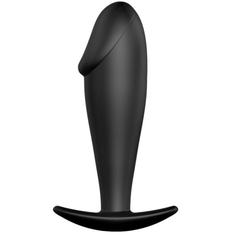 Schwarzer Silikon-Analplug in Penisform von PRETTY LOVE BOTTOM, realistische Textur und ergonomische Form für Komfort
