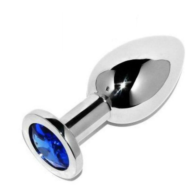 Kleiner blauer METAL HARD Analstecker mit Diamant-Design, 5,71 cm lang, aus Metall für erotische Anwendungen.