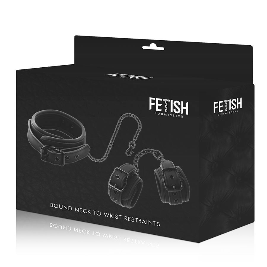 FETISH SUBMISSIVE - VEGAN LEATHER COLLAR AND CUFFS WITH NEOPRENE LINING