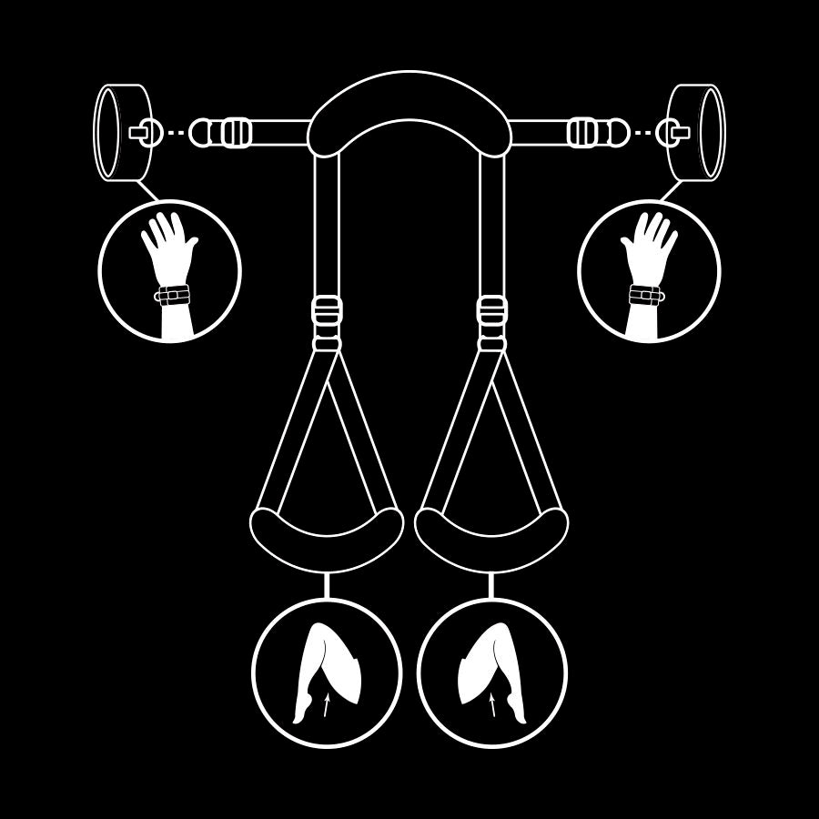 FETISH SUBMISSIVE - POSITION WITH OPEN LEGS AND HANDCUFFS WITH NEOPRENE LINING
