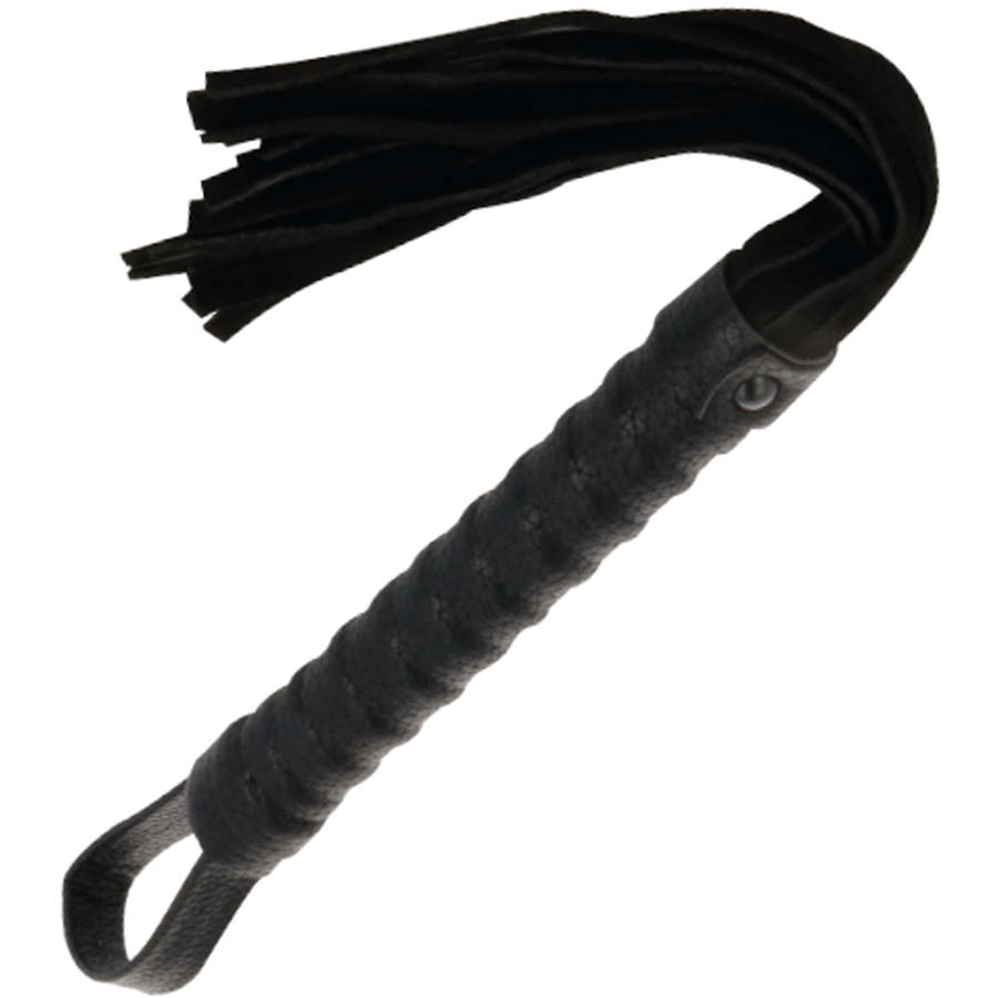 DARKNESS - Schwarze Bondage-Peitsche mit Ledergriff