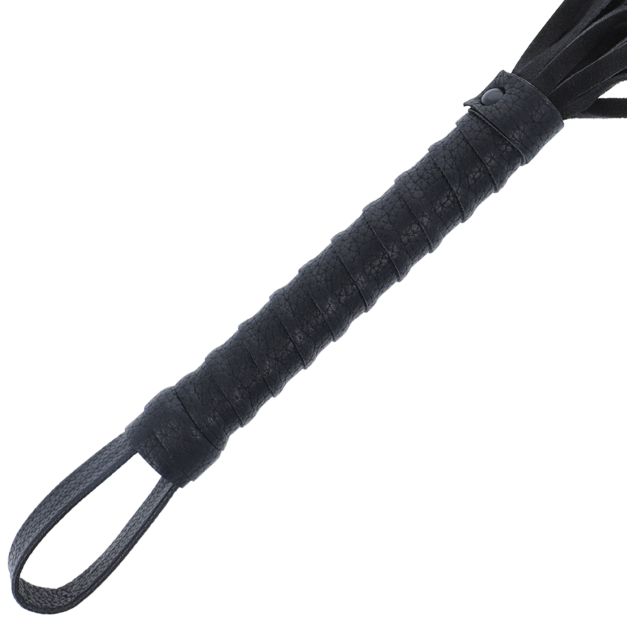 DARKNESS - Schwarze Bondage-Peitsche mit Ledergriff