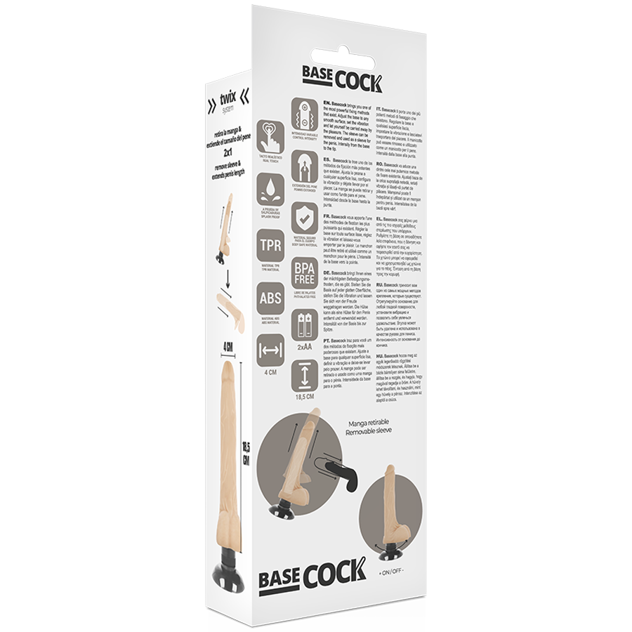 Basecock - Realistischer Vibrator 2-1 Natãœrlich 18.5 Cm -O- 4 Cm